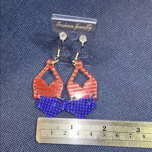 Fashion Jewelry Red and Blue Statement Earrings